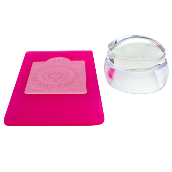 Sello transparente silicona 30 × 40 mm con placa surtida