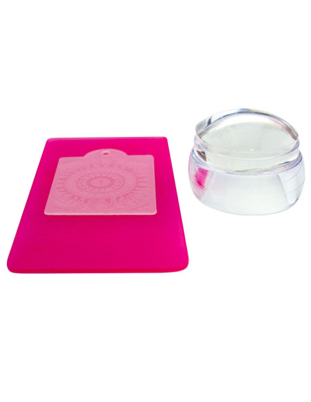 Sello transparente silicona 30 × 40 mm con placa surtida