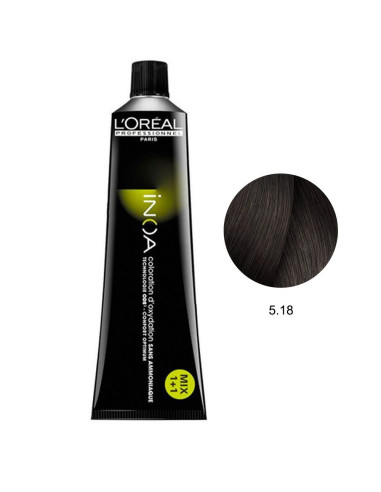 Inoa 5.18 Castanho Claro Cinza Mocha 60g L'Oreal Profissional LIM Inoa L'Oreal