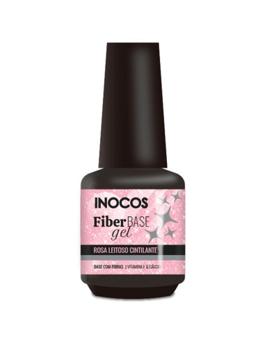 Fiber Base Gel - Rosa Leitoso Cintilante 15ml Inocos Complementos