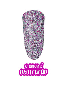 Verniz Gel Foil Prata com Glitter Vermelho Amor é Dedicação 15ml - Coleção Amor é Amor INOCOS INOCOS Verniz Gel 2