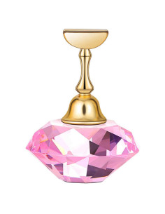 Expositor magnético con base de cristal rosa, 5 soportes