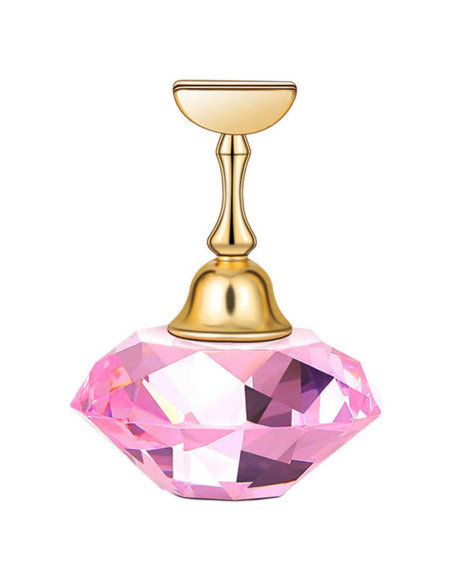 Expositor magnético con base de cristal rosa, 5 soportes