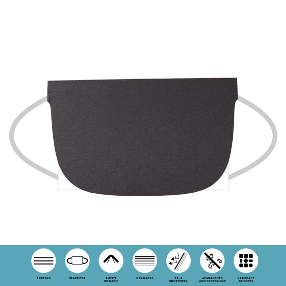 Mascarilla reutilizable V4C de 6 capas con visera negra