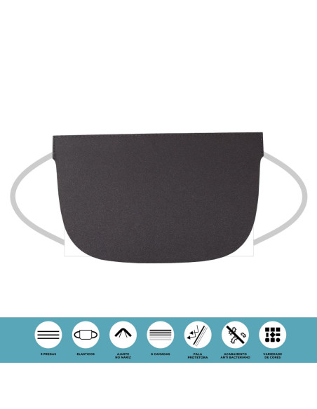 Mascarilla reutilizable V4C de 6 capas con visera negra