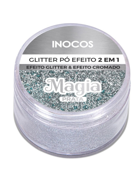 Pó Glitter Magia Prata 3g Inocos Aldeia Natal INOCOS Nail Art