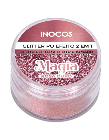 Pó Glitter Magia Rosa Ouro 3g Inocos Aldeia Natal INOCOS Nail Art