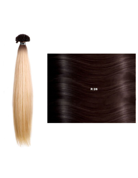 SHE RL extensiones lisas con raíces oscuras queratina 55/60 cm, 10 piezas