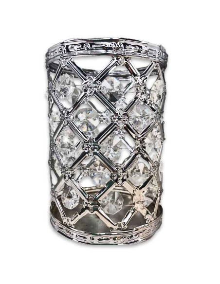 Soporte de cristal plateado estilo Xadrez