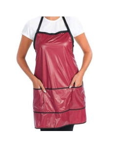 Delantal impermeable de peluquería rosa, 2 bolsillos