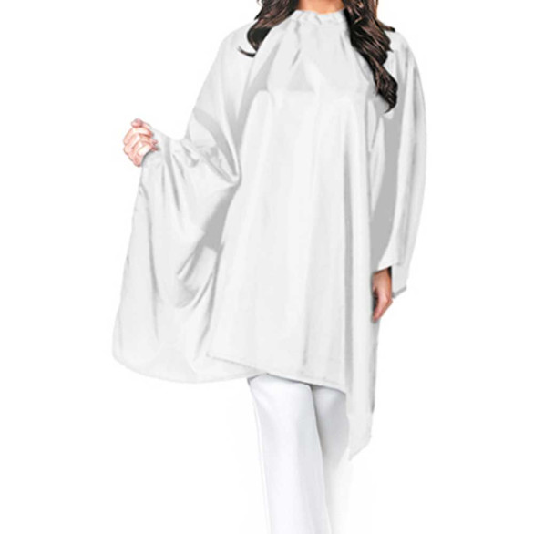 Capa de peluquería blanca 130 × 78 cm con lazo
