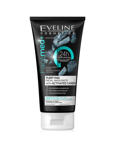 Gel de Limpeza Facial Carvão Activado 150ml Facemed+ - Eveline Cosmetics Esfoliantes Rosto