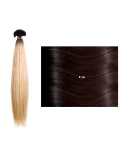SHE RM extensiones lisas con raíces oscuras queratina 45/50 cm, 10 piezas