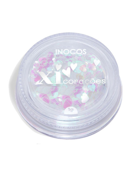 Glitter Xi Coração Branco Holo 1g - Coleção Quem Nunca INOCOS INOCOS Nail Art