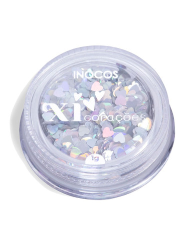 Glitter Xi Coração Prata Holo 1g - Coleção Quem Nunca INOCOS INOCOS Nail Art