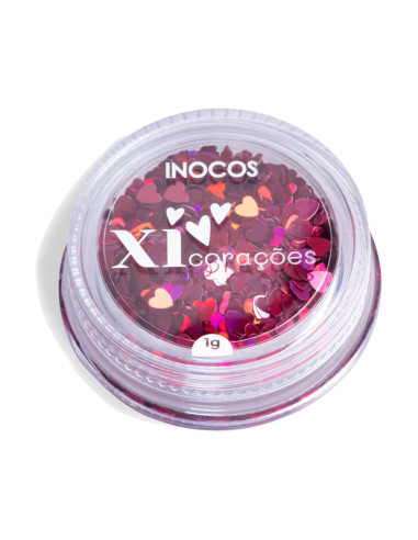 Glitter Xi Coração Rosa 1g - Coleção Quem Nunca INOCOS INOCOS Nail Art