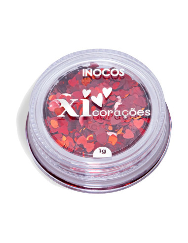 Glitter Xi Coração Vermelho 1g - Coleção Quem Nunca INOCOS INOCOS Nail Art