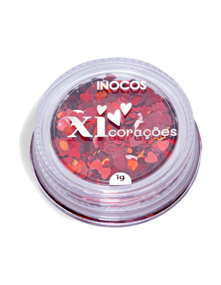 Glitter Xi Coração Vermelho 1g - Coleção Quem Nunca INOCOS INOCOS Nail Art