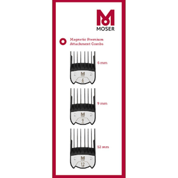 Moser Premium set de 3, 6/9/12 mm peines magnéticos