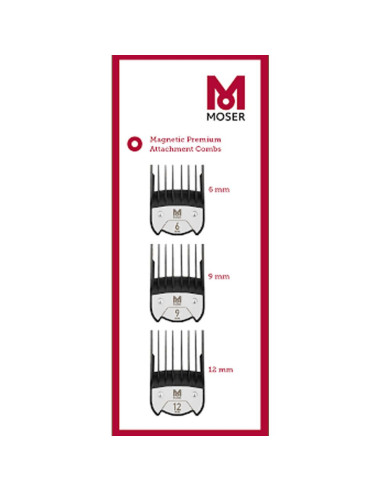 Pack de 3 Pentes de Corte Magnéticos Premium 6/9/12mm - Moser Pentes & Cabeças