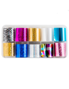 INOCOS foil Nail Art 002 Metalizado, 10 láminas