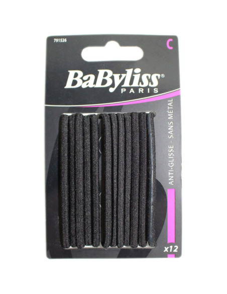 Pack 12 Elásticos Cabelo - Preto Anti Deslizante - Babyliss desc Frizetes | Ganchos | Molas 