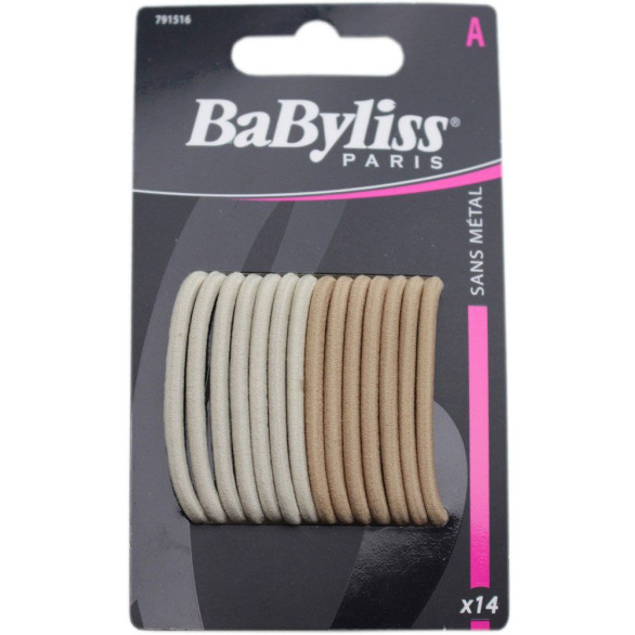 Gomas de cabello BaByliss beige 14 unidades sin metal