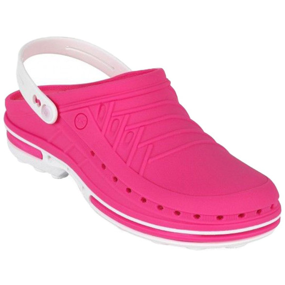 Zuecos WOCK Clog blanco/fucsia