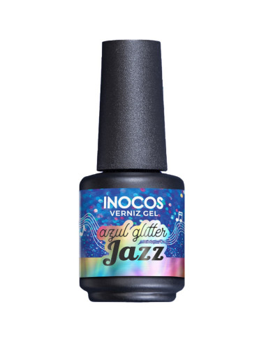 Verniz Gel Azul Glitter Jazz 15ml - Festival de Verão INOCOS INOCOS Verniz Gel