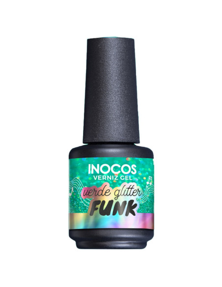 Verniz Gel Verde Glitter Funk 15ml - Festival de Verão INOCOS INOCOS Verniz Gel