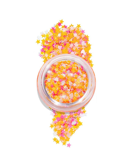 Glitter Fantasia Mix Laranja Rosa e Branco - INOCOS INOCOS Nail Art