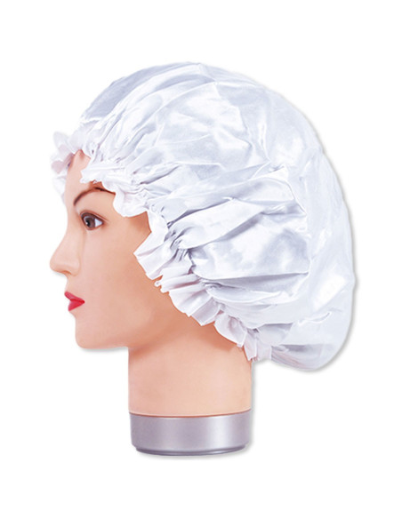Gorro de satén fino antiencrespamiento blanco