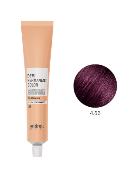 Coloração Demi-Permanente 0% Amoníaco 4.66 Vegan 100ml - Andreia Profissional Tinta sem Amoníaco e Semi Permanente da Andreia Pr