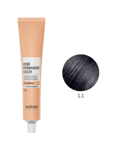 Coloração Demi-Permanente 0% Amoníaco 1.1 Vegan 100ml - Andreia Profissional Tinta sem Amoníaco e Semi Permanente da Andreia Pro