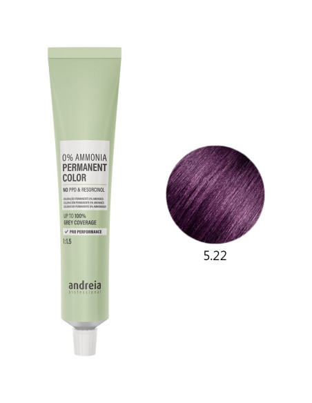 Coloração Permanente 0% Amoníaco 5.22 Vegan 100ml - Andreia Profissional Tinta Sem Amoníaco Permanente da Andreia Profissional