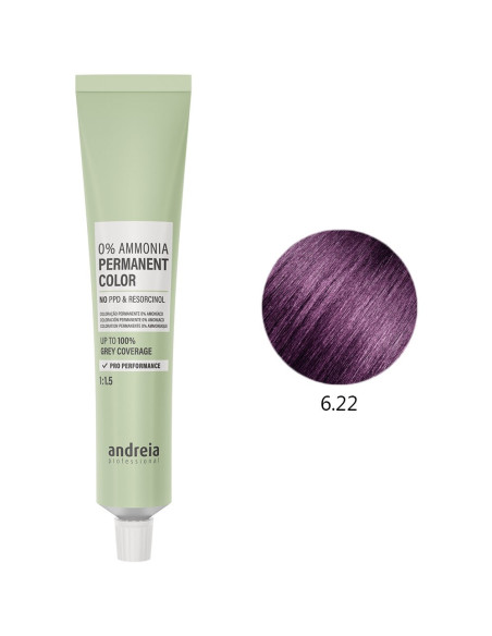 Coloração Permanente 0% Amoníaco 6.22 Vegan 100ml - Andreia Profissional Tinta Sem Amoníaco Permanente da Andreia Profissional