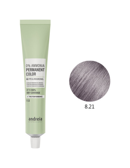 Coloração Permanente 0% Amoníaco 8.21 Vegan 100ml - Andreia Profissional Tinta Sem Amoníaco Permanente da Andreia Profissional