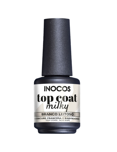 Top Coat Milky Branco Leitoso 15ml - INOCOS INOCOS Verniz Gel