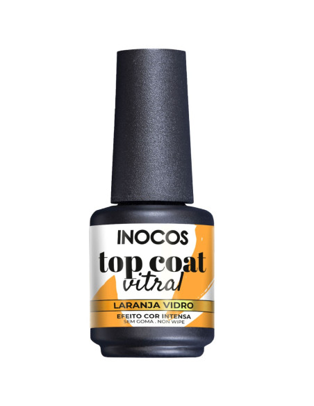 Top Coat Vitral Laranja Vidro 15ml - INOCOS INOCOS Verniz Gel