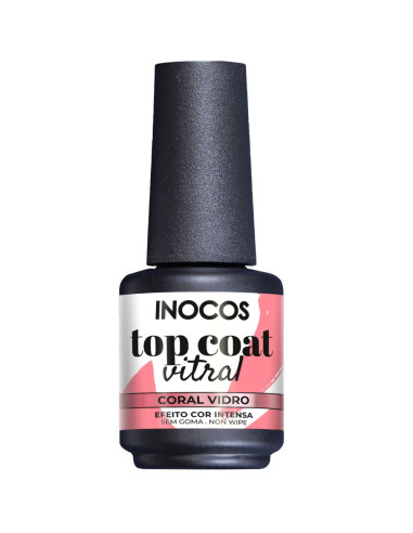 Top Coat Vitral Coral Vidro 15ml - INOCOS INOCOS Verniz Gel