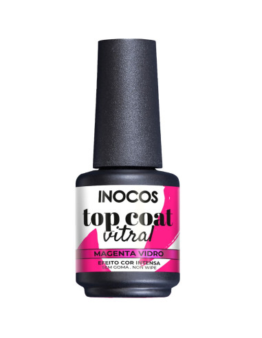 Top Coat Vitral Magenta Vidro 15ml - INOCOS INOCOS Verniz Gel