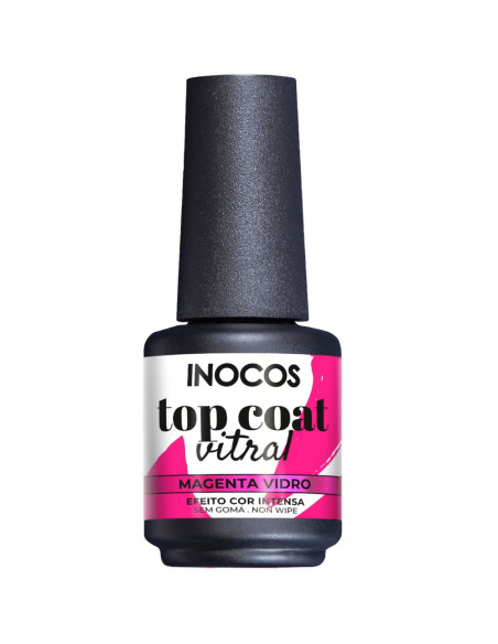 Top Coat Vitral Magenta Vidro 15ml - INOCOS INOCOS Verniz Gel