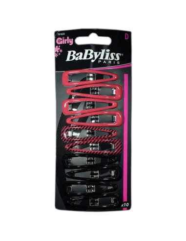 Pack 10 Ganchos Girly - Rosa / Preto - Babyliss desc Frizetes | Ganchos | Molas 