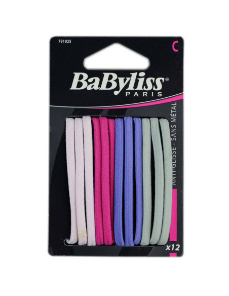 Pack 12 Elásticos Cabelo - Rosa Anti Deslizante - Babyliss desc Frizetes | Ganchos | Molas 