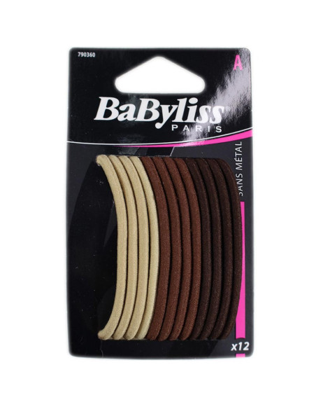 Gomas de cabello BaByliss marrones y beige 12 unidades sin metal
