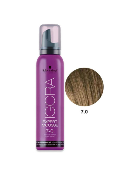 Mousse 7.0 Louro Médio Natural Igora Expert 100ml - Schwarzkopf Expert Mousse (Coloração Directa)