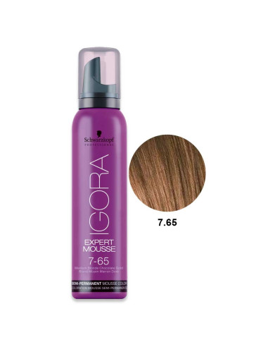 Mousse 7.65 Loiro Médio Dourado Chocolate Igora Expert 100ml - Schwarzkopf Expert Mousse (Coloração Directa)