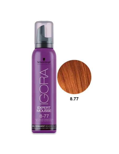 Mousse 8.77 Loiro Claro Extra Cobre Igora Expert 100ml - Schwarzkopf Expert Mousse (Coloração Directa)