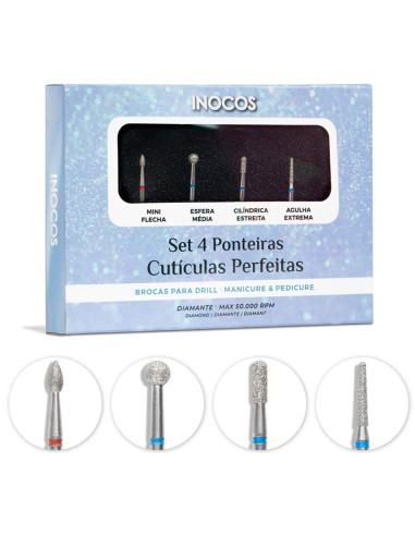 Set 4 Ponteiras Cutículas Perfeitas - INOCOS Ponteiras para Broca de Unhas