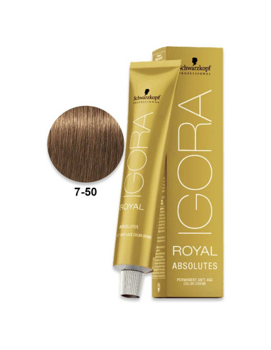 Igora Royal Absolutes 7.50 Loiro Médio Dourado Natural 60ml - Schwarzkopf Igora Royal Absolutes